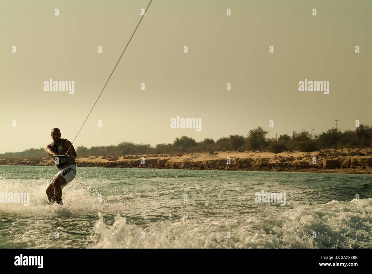 Man wakeboarding at Abu Dhabi, United Arab Emirates Stock Photo Alamy