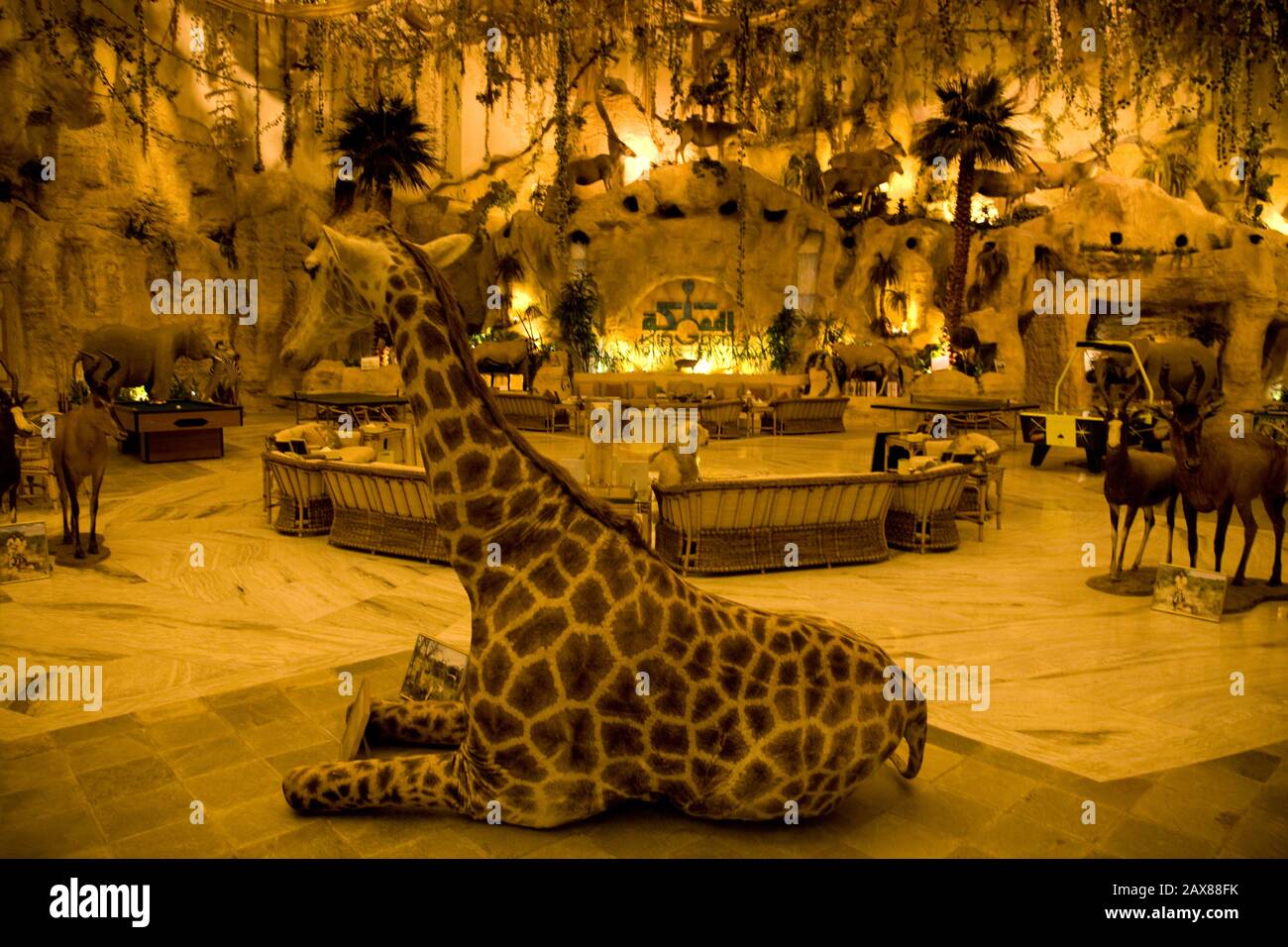 One of His Royal Highness Prince Al Waleed Bin Talal Al-Saud themed sitting rooms in his palace, Riyadh, Saudi Arabia. Stock Photo