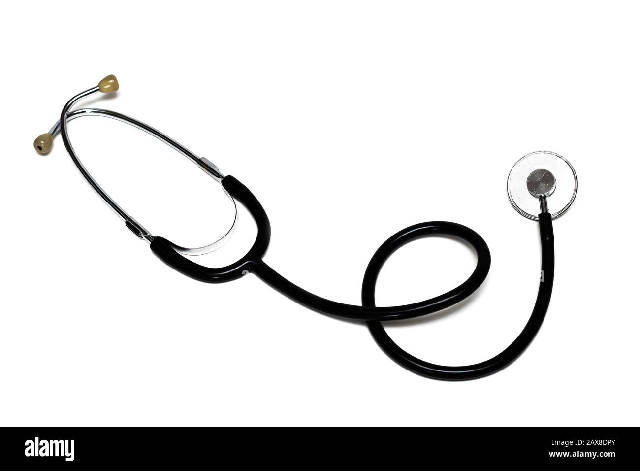 Medical black stethoscope on a white background Stock Photo - Alamy