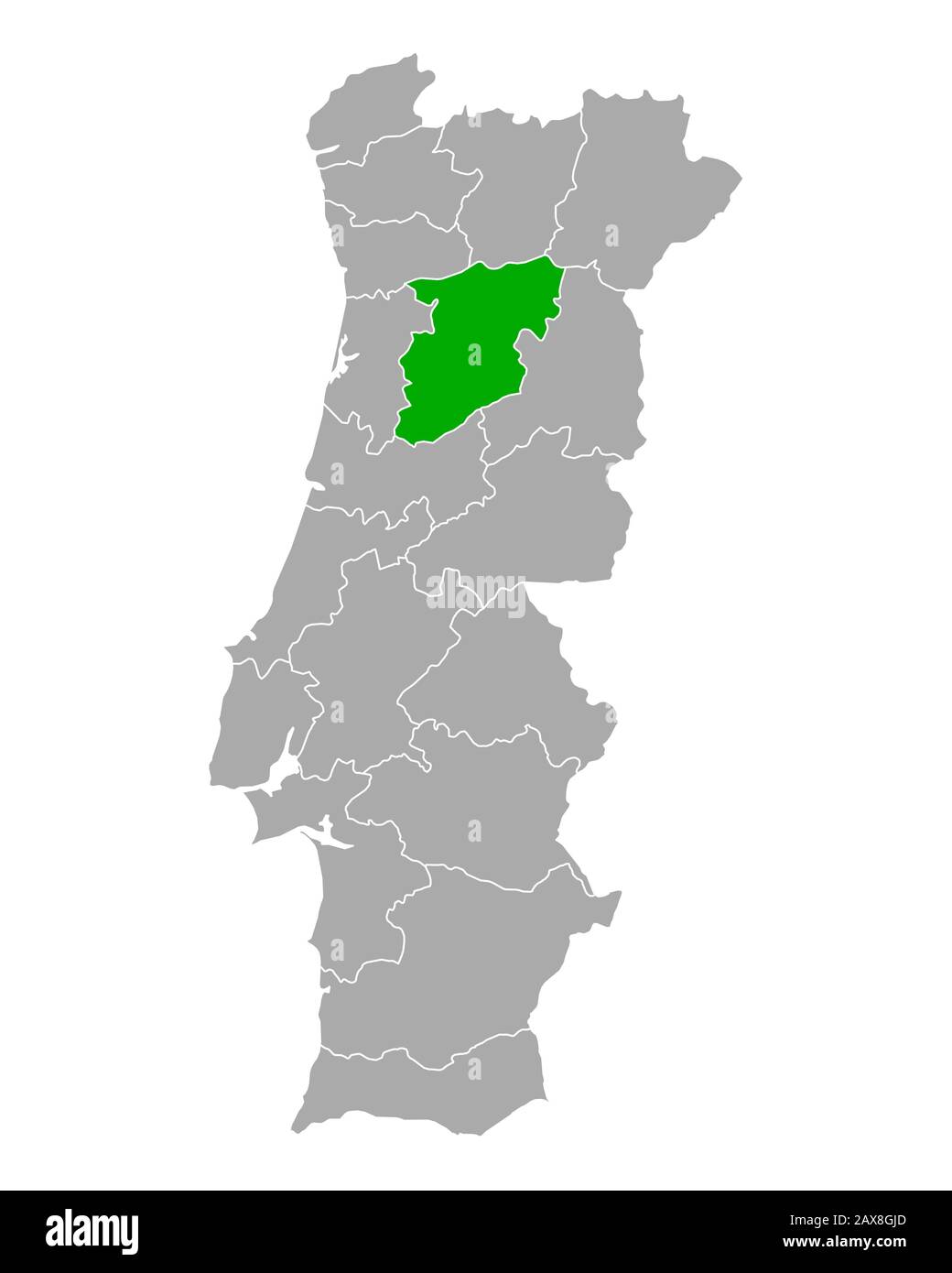 Map of Portugal showing the location of Viseu and Covilhã.