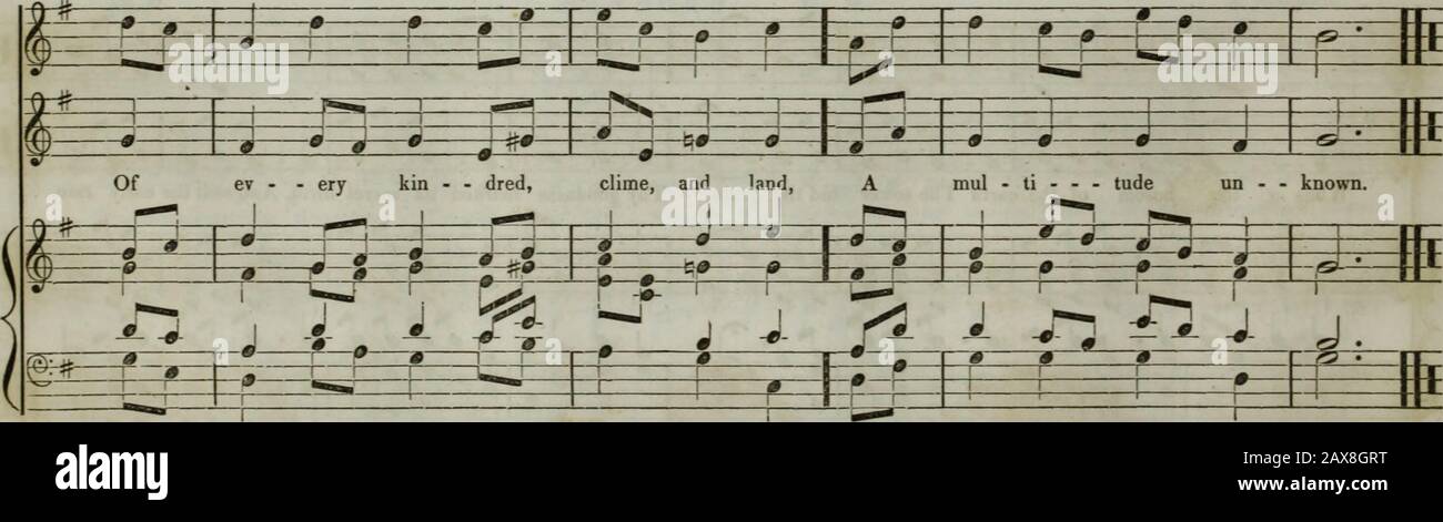 The Boston Musical Education Society's collection of church music : consisting of original psalm and hymn tunes, select pieces, chants, &c.; including compositions adapted to the service of the Protestant Episcopal Church . 116 ®f FAIRFIELD. CM. lmuom. • »—9 - # a 9 o J i 1 L—j —? — ±J r 1 1 Sing ft r- we the song of j J those w ho stand A - - - -J J J J- round th e - - ter - - - nal .  1 throne; j (& # A f - f —p * *—s—r&gt;—»— ri i i i r*— 1 i r Er=r— rf^r —-4—L-l  &lt; 1 r N—t. -4 # hr PAGE, c. No. 1. ^1 Words by J. BATCHELDER.* =*3HEE 117 l.Come, faith - ful shepherd, hast - en home; Li Stock Photo