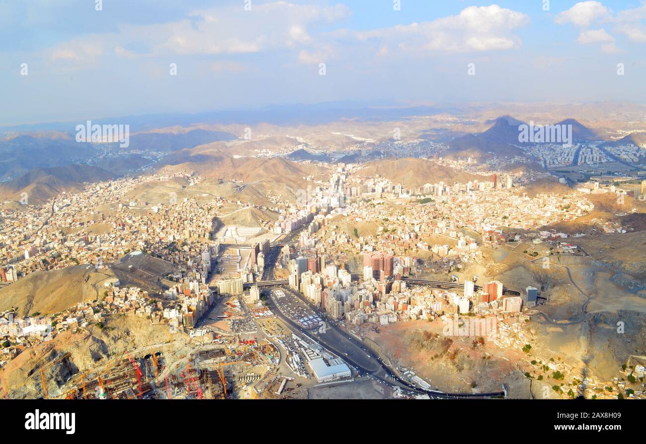 Aerial view of Mecca Stock Photo