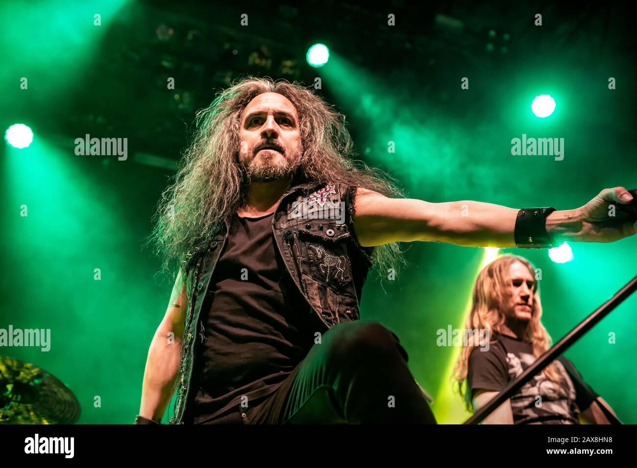 Oslo, Norway. 08th, February 2020. The American thrash metal band Death Angel performs a live at Rockefeller in Oslo. Here vocalist Mark Osegueda is seen live on stage. (Photo credit: Gonzales Photo - Terje Dokken). Stock Photo