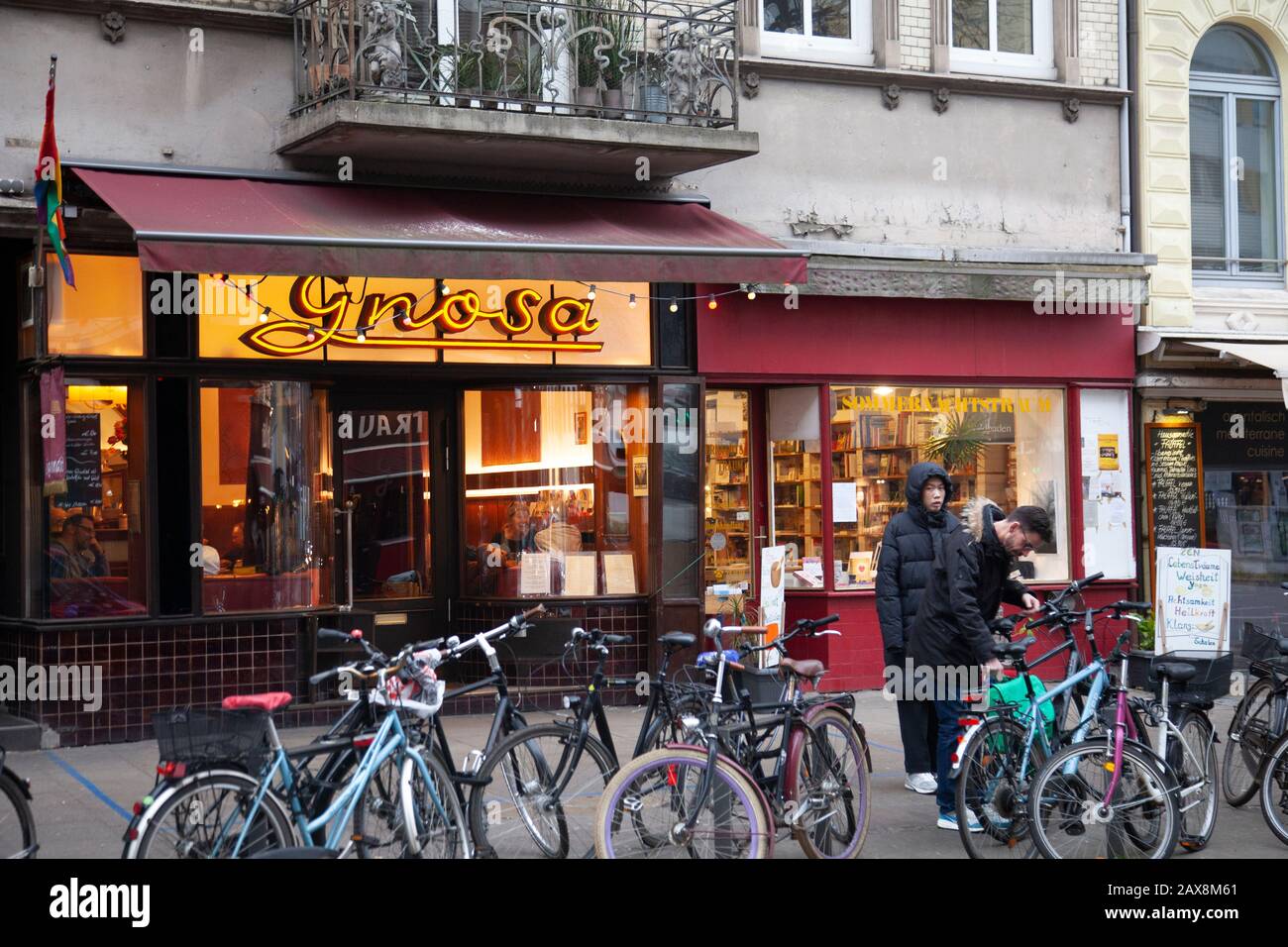 Cafe Gnosa on Lange Reihe Street  in St Georg Area of Hamburg, Germany Stock Photo