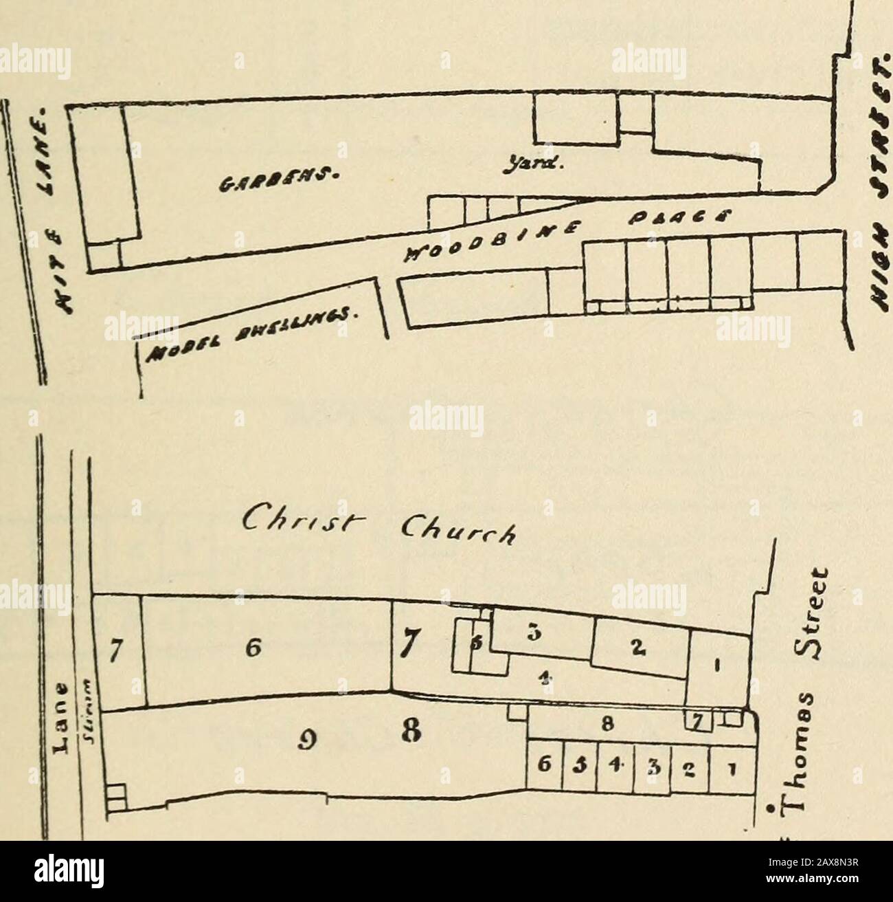 Publications . Vol. 0 pp.515- 26] TENEMENTS OF CHRIST CHURCH, 1829St. Thomas (High Street, South Side). 611 Lessee. John Pinfold Arthur Hughes Occupier. Peter MossWilliam TaylorPeter Moss Moss & Taylor Mrs. JakemanRalph DayWilliam HouseThomas HiggsJames StroudleyHenry Jaggers James Maltby DescHption. Dwelling-house Bacon-house Yard Pigsties Garden Shed Dwelling-house Wash-houseYard, &c.Garden Quantity.A. R. P. o o 33to o o 31A Also plan for new buildings.. Christ Chixrc/* Vol. n, pp. 513-5. R r 2 6l2 TENEMENTS OF CHRIST CHURCH, 1829 St. Thomas (High Street, South Side). ^•?&lt;e f^i Lessee. Oc Stock Photo