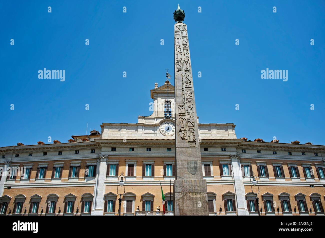view of The Palazzo Montecitorio a palace in Rome, Italy the seat of the Italian Chamber of Deputies Stock Photo