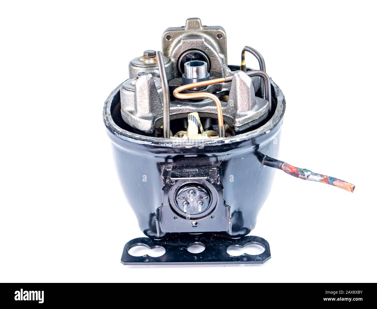 Compressor for repairing refrigerators on a white background. Repair of  refrigerators. Equipment. Valve. Piston. Place for text. Spare parts for  the r Stock Photo - Alamy