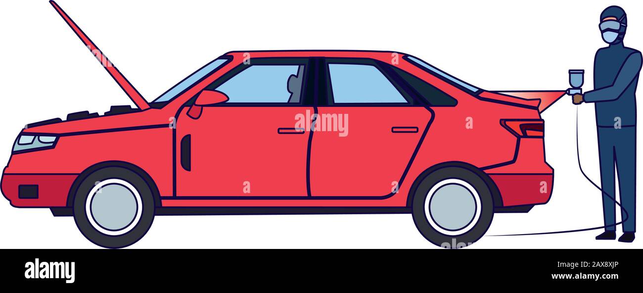man standing painting a car Stock Vector Image & Art - Alamy