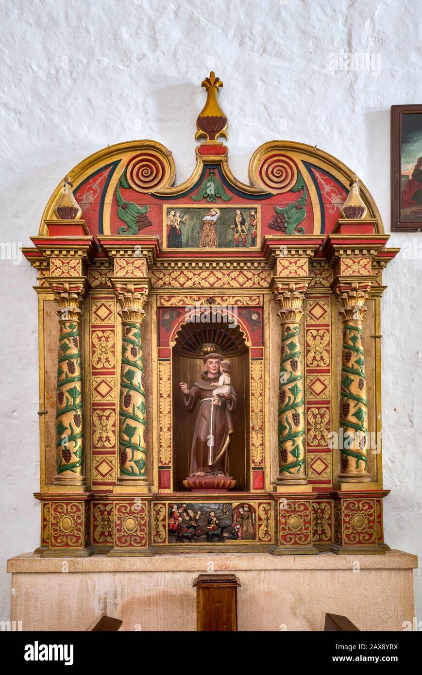 Side altar at Templo de San Bernardino in Valladolid, Yucatan state, Mexico Stock Photo