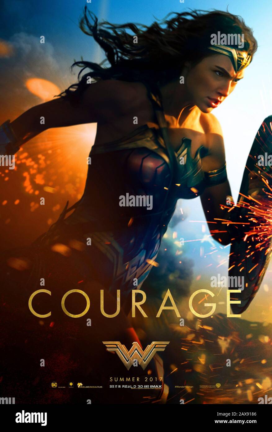 Wonder Woman (2017) directed by Patty Jenkins and starring Gal Gadot, Chris Pine, Robin Wright, Ewen Bremner and Connie Nielsen. DC Comics Amazonian warrior Diana hits the big screen and helps humanity during World War I. Stock Photo