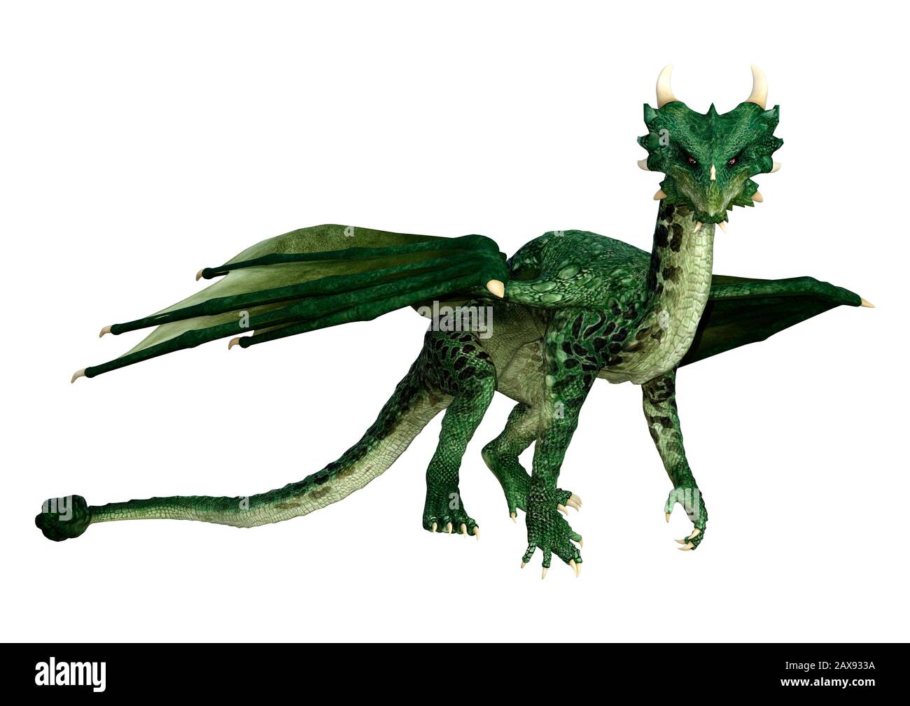 3D rendering of a fantasy dragon isolated on white background Stock ...