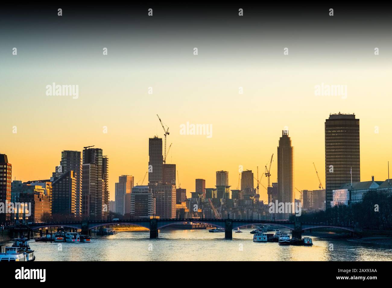 River Thames and the London skyline on a late afternoon Stock Photo