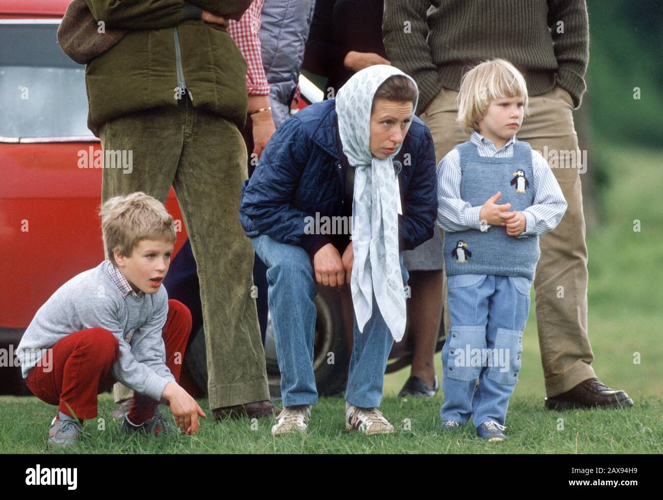 Peter Phillips, HRH Princess Anne and Zara Phillips, watch the Windsor  Horse Trials in Windsor Great Park, England April 1985 Stock Photo - Alamy