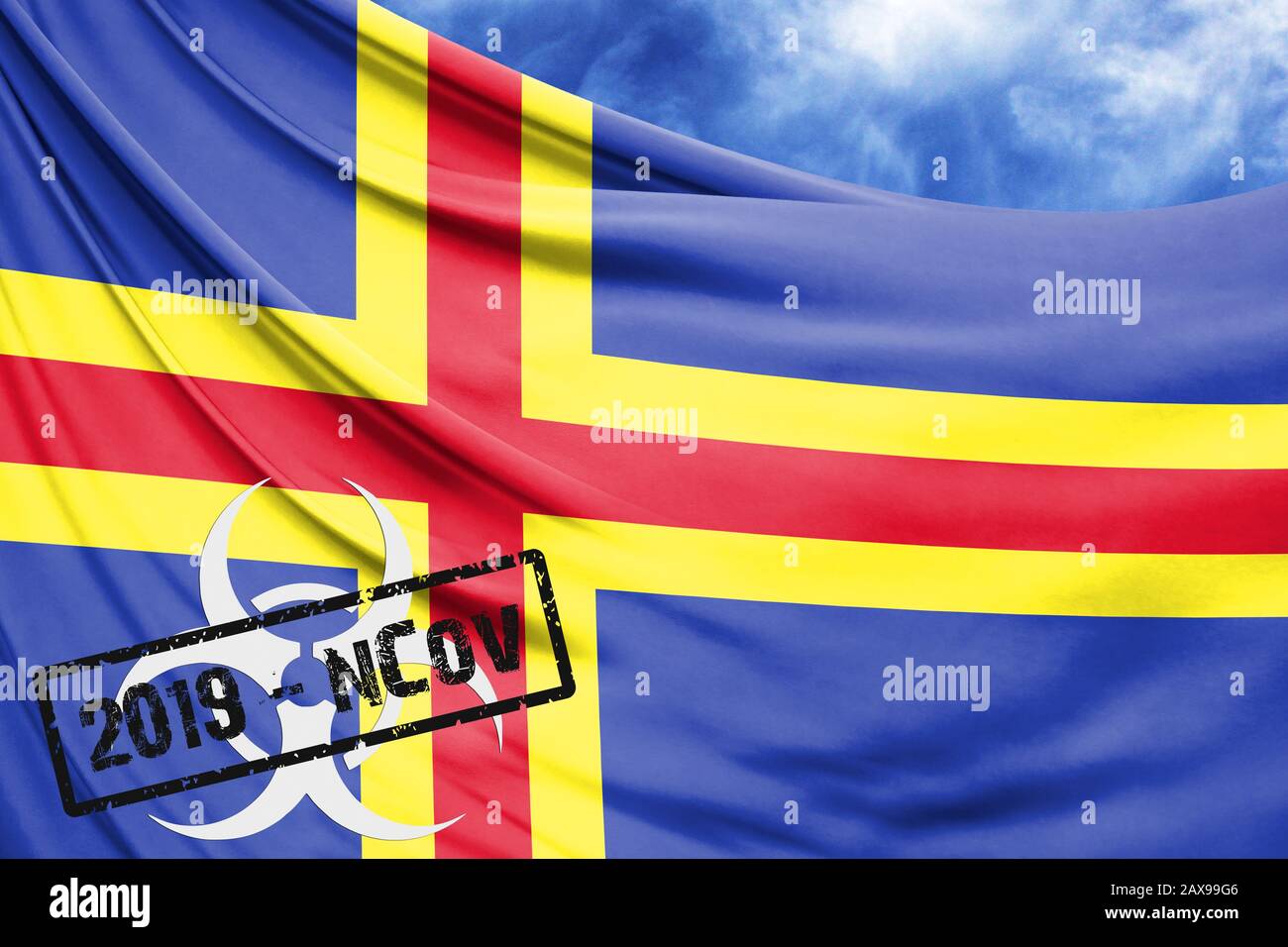 Blue sky background with aland flag hi-res stock photography and images ...