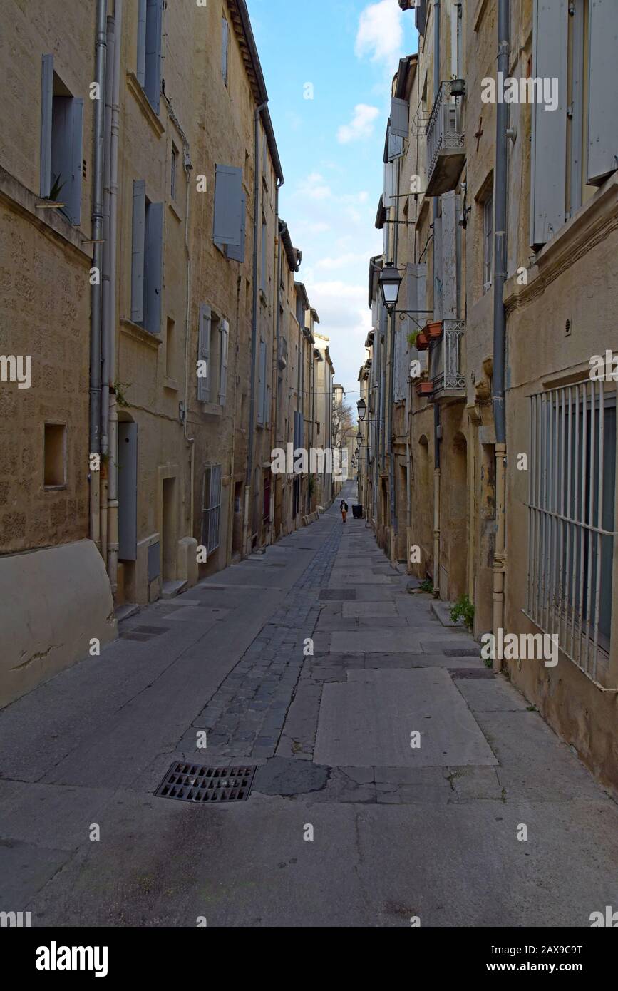 A narrow and steep street in the old quarter of Montpellier near Rue de 