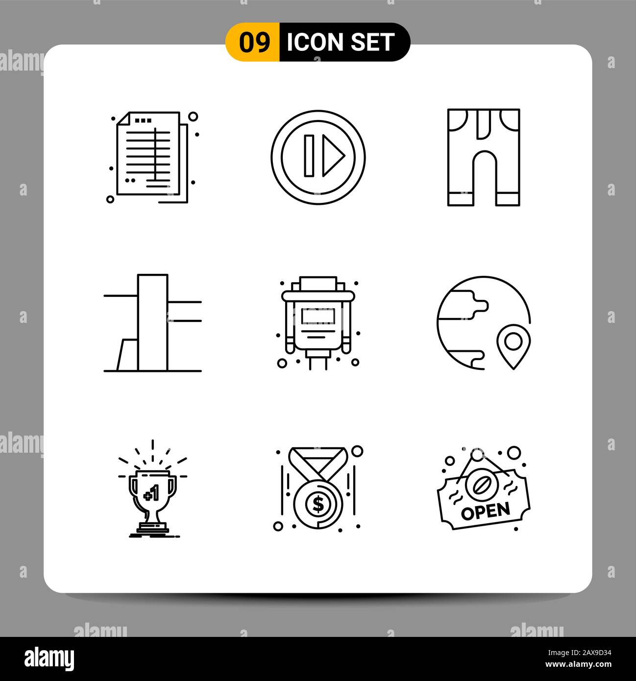 9 Black Icon Pack Outline Symbols Signs for Responsive designs on white ...