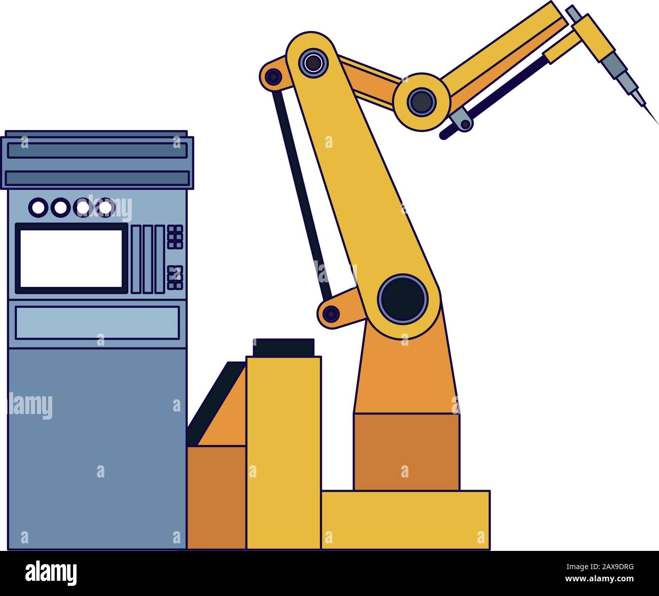 Machine with industrial arm machine Stock Vector