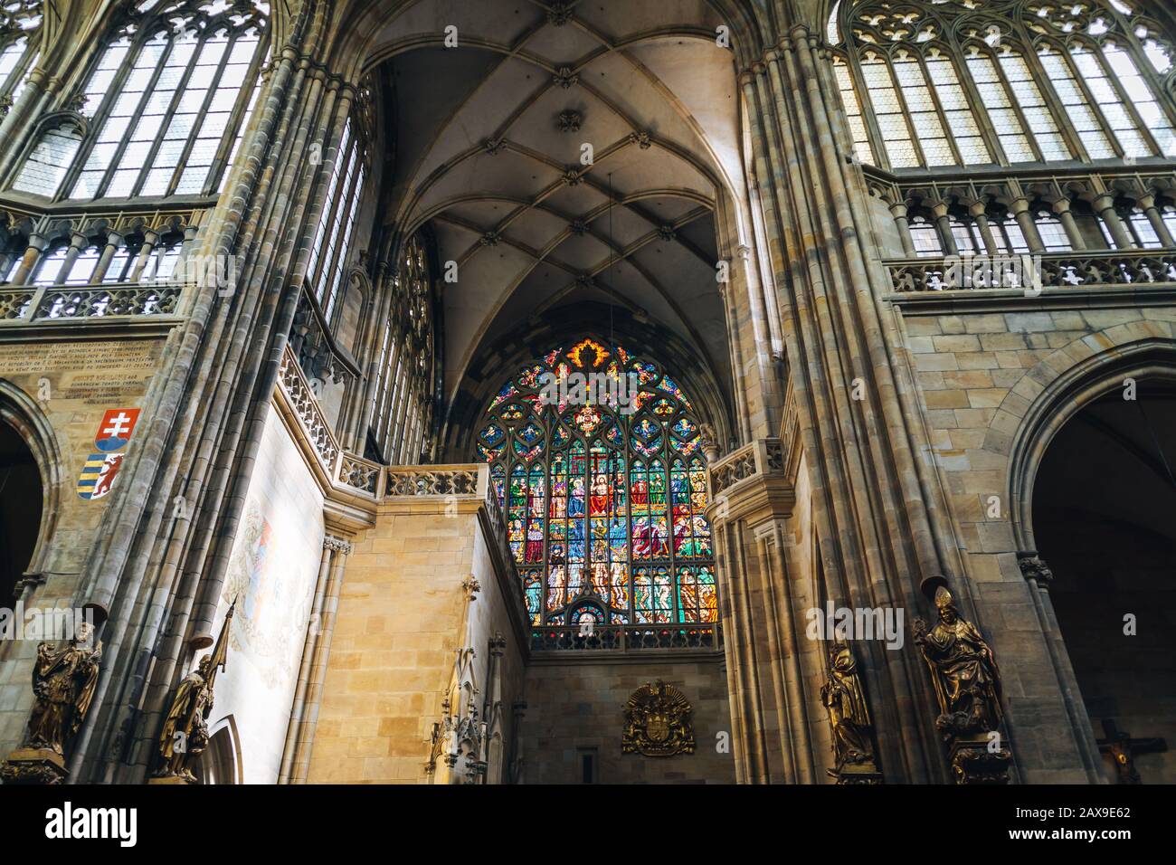 Interior of old church in Prague Stock Photo
