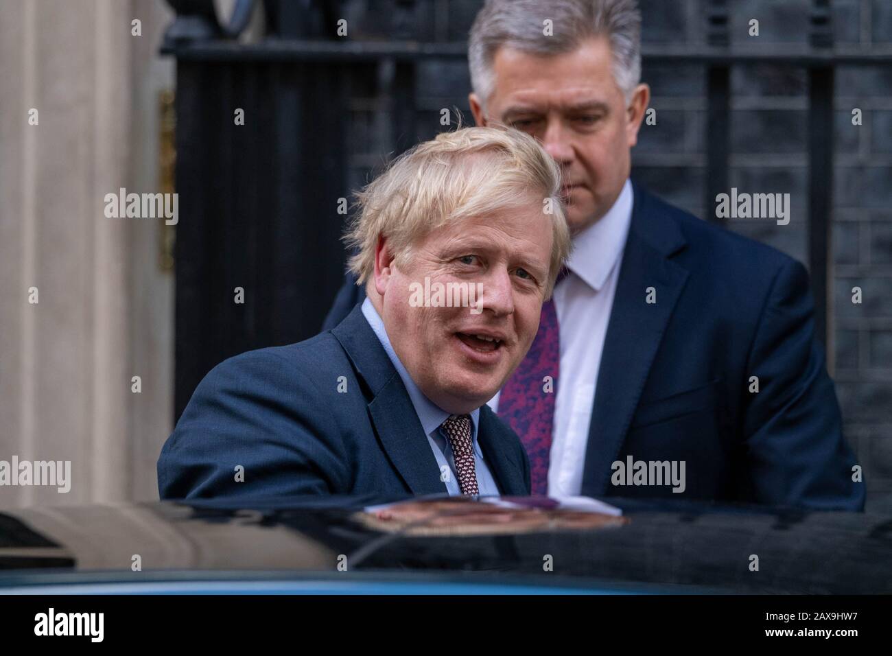 London, UK. 11th Feb, 2020. Boris Johnson MP PC Prime Minister leaves a special Cabinet meeting to discuss HS2 at 10 Downing Street, London Credit: Ian Davidson/Alamy Live News Stock Photo