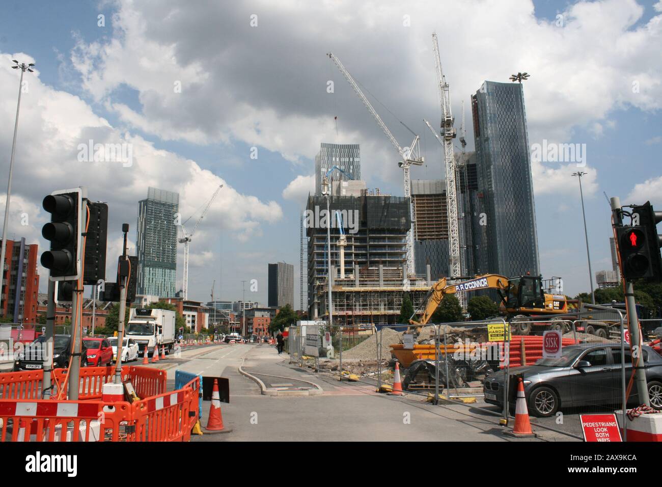 Deansgate Square Tower Blocks construction, Deansgate, Manchester, England, UK. Stock Photo