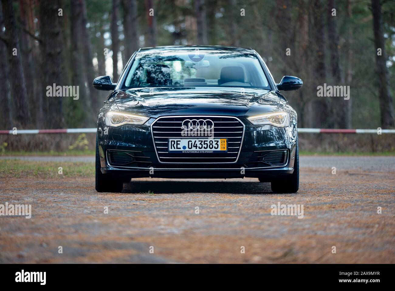 GRODNO, BELARUS - DECEMBER 2019: Audi A6 4G, C7 2.0 TDI 190 Hp 2016  facelift front view outdoors on winter road during testdrive with forest on  backgr Stock Photo - Alamy