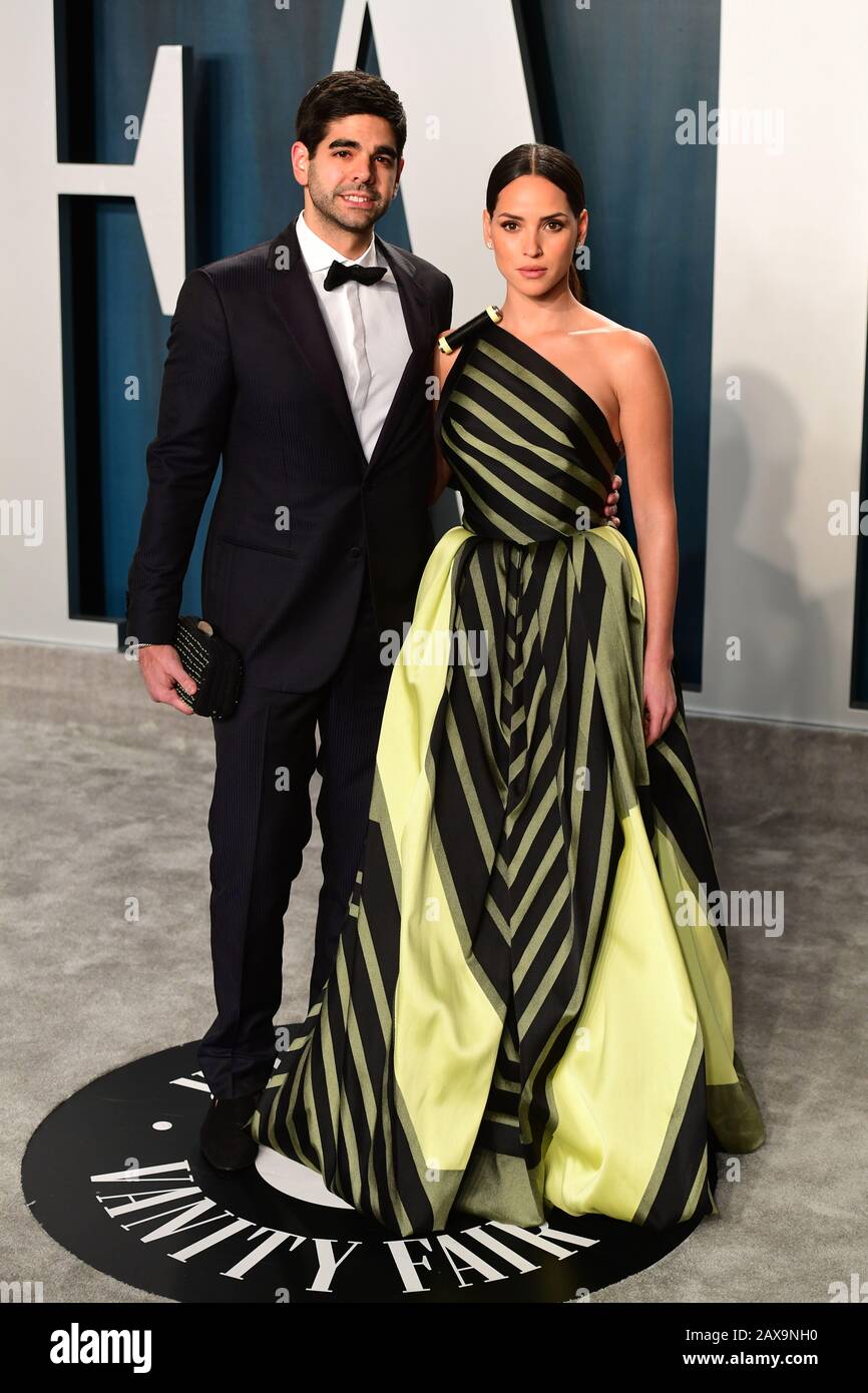Edgardo Canales and Adria Arjona attending the Vanity Fair Oscar Party held at the Wallis Annenberg Center for the Performing Arts in Beverly Hills, Los Angeles, California, USA. Stock Photo
