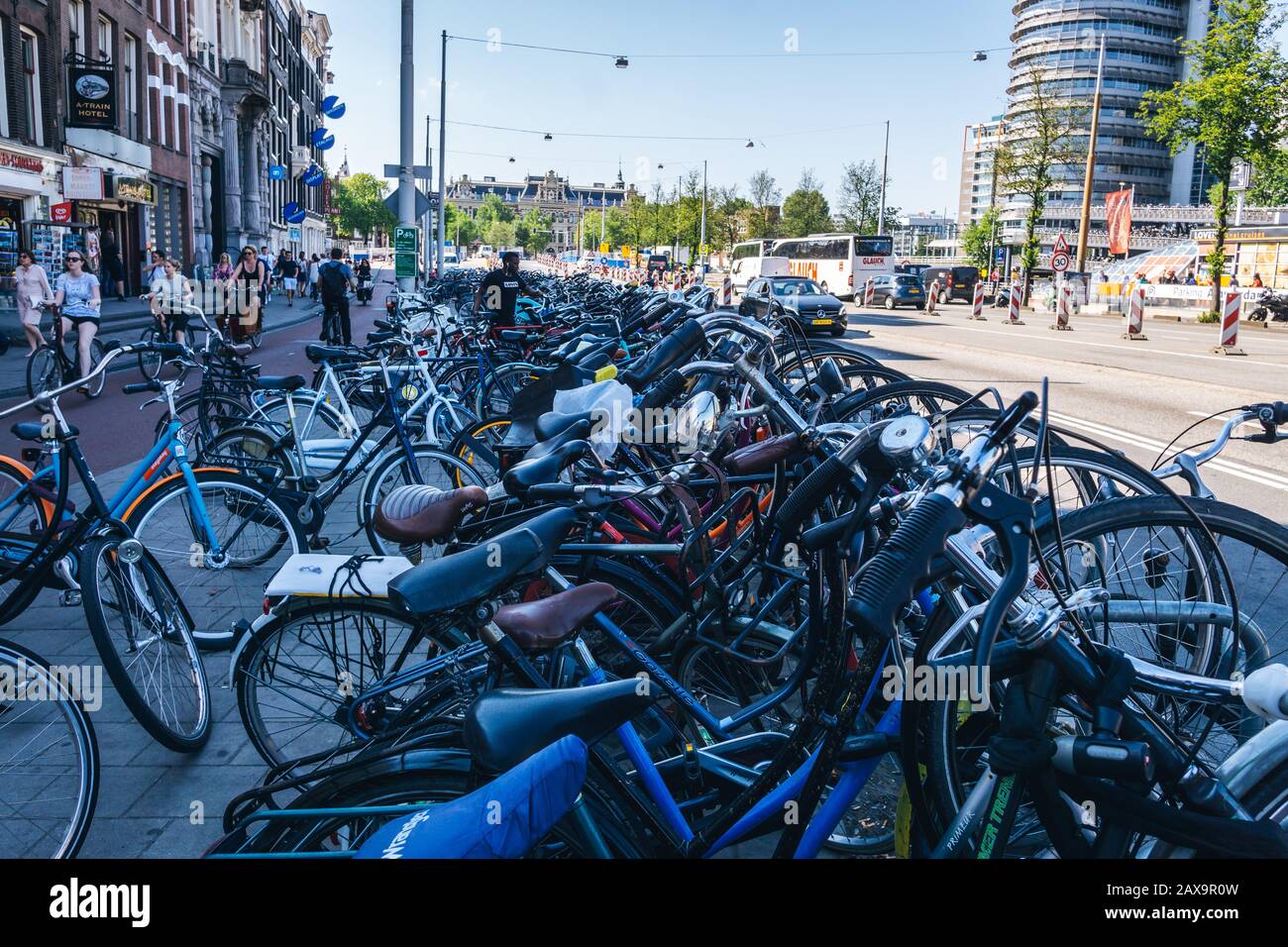 Bicycles in city of Amsterdam Stock Photo Alamy