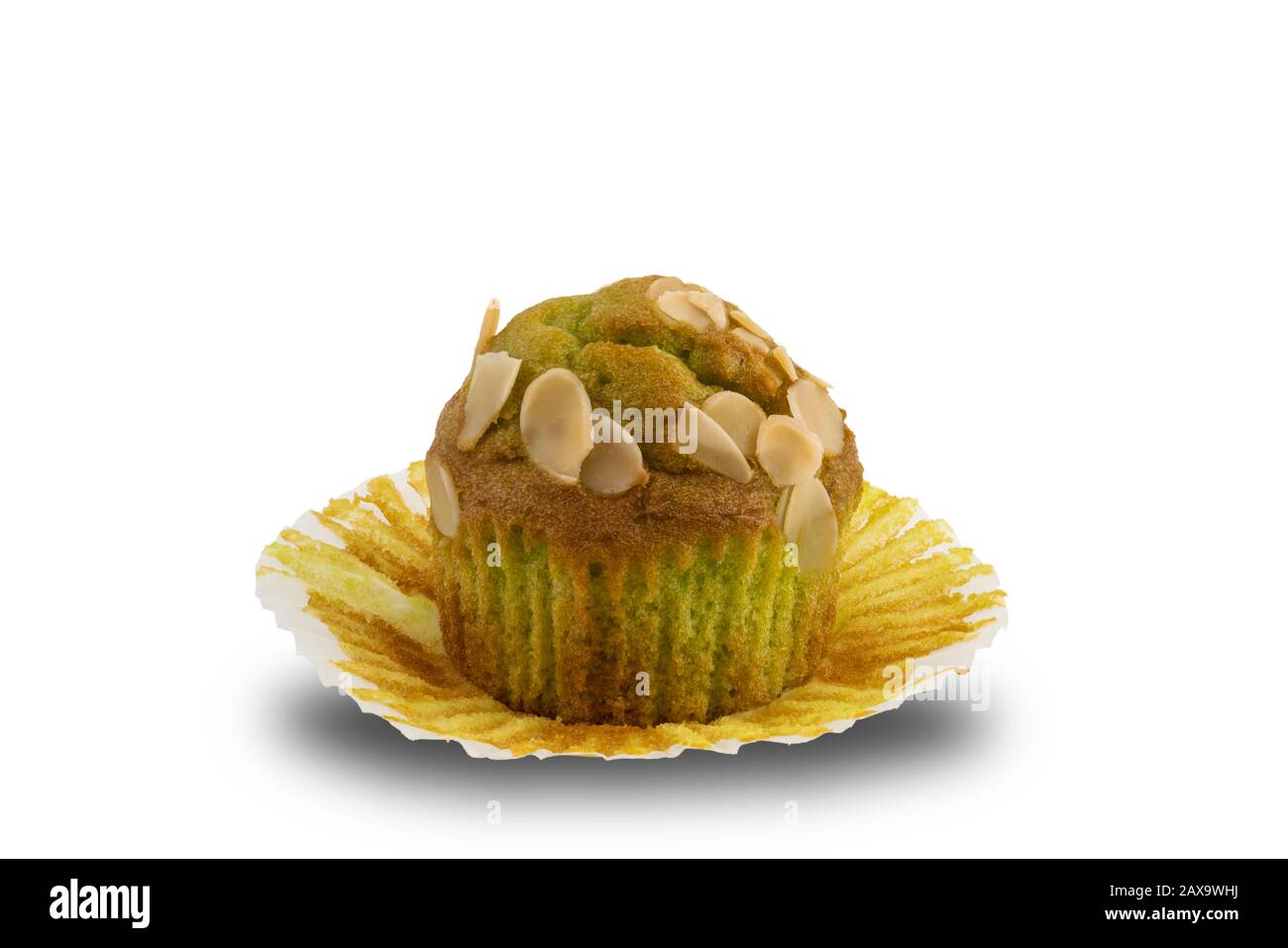 Freshly baked banana muffin on white background with clipping path Stock Photo