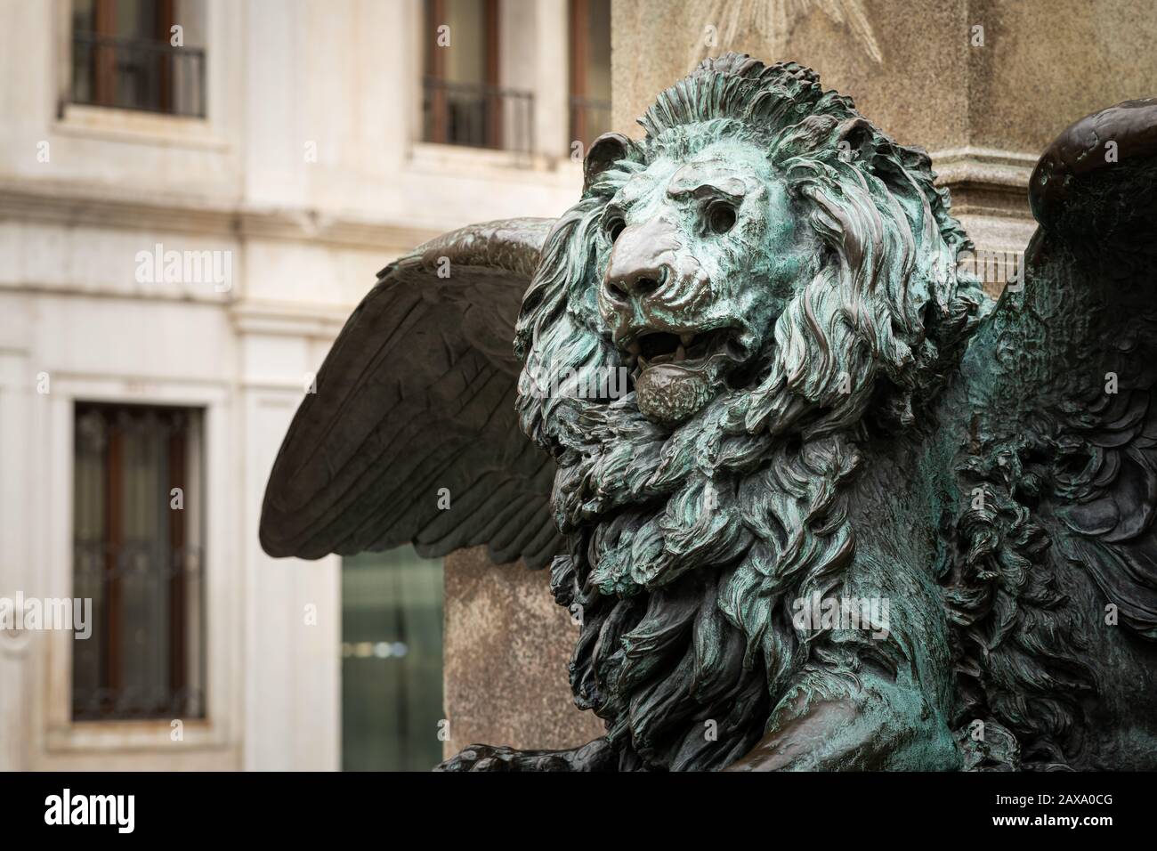 Closeup of a statue of a lion made of bronze in Venice Stock Photo Alamy