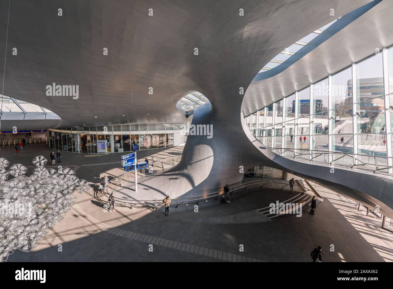 Arnhem centraal station futuristic design, modern train station in The