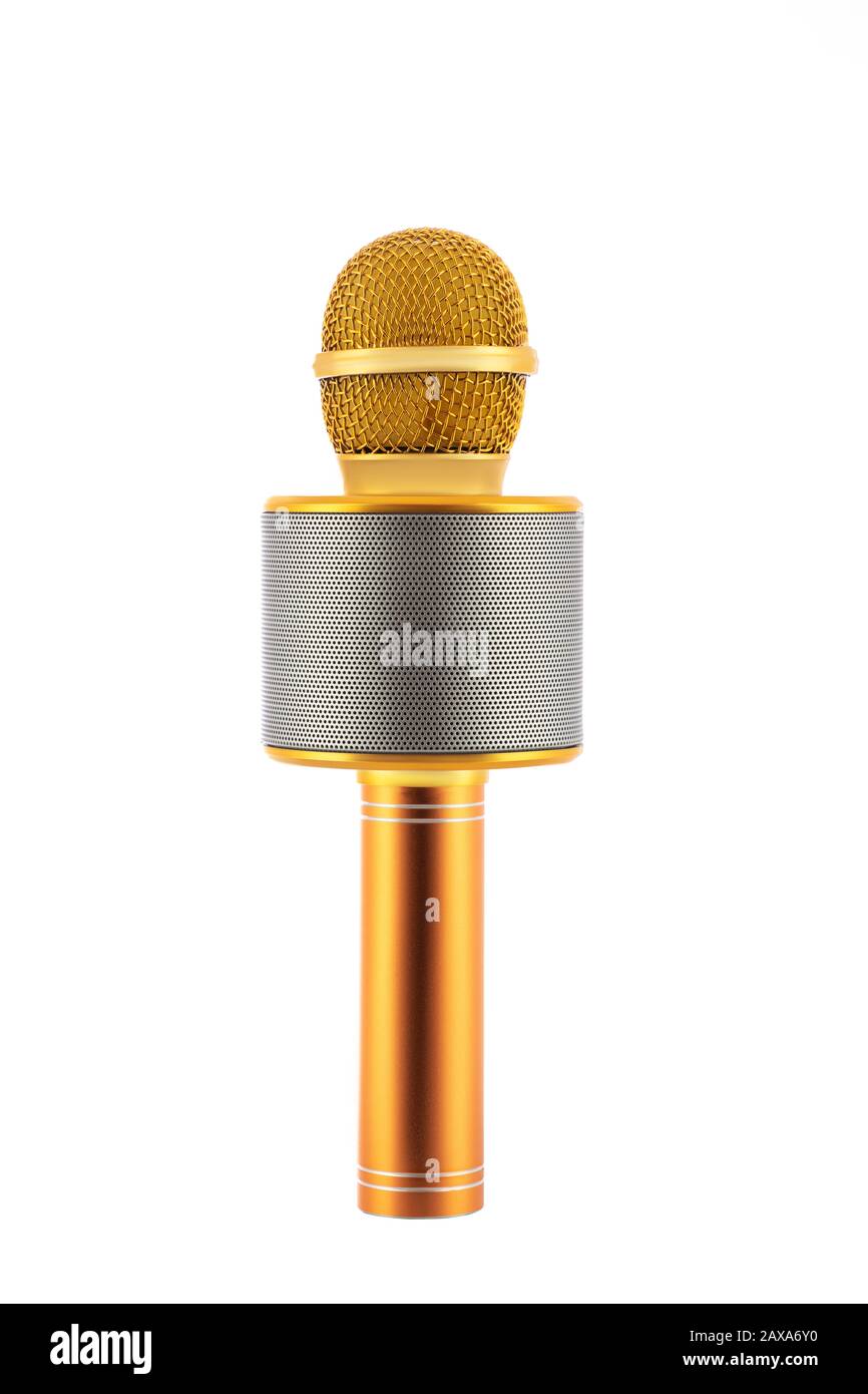 Karaoke microphone isolated on white background Stock Photo - Alamy