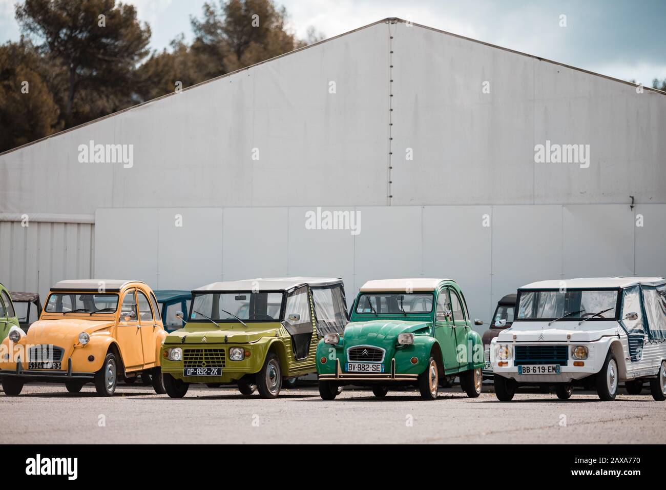 Citroen Mehari cars line up at the Cassis Mehari club, French Riviera Stock Photo