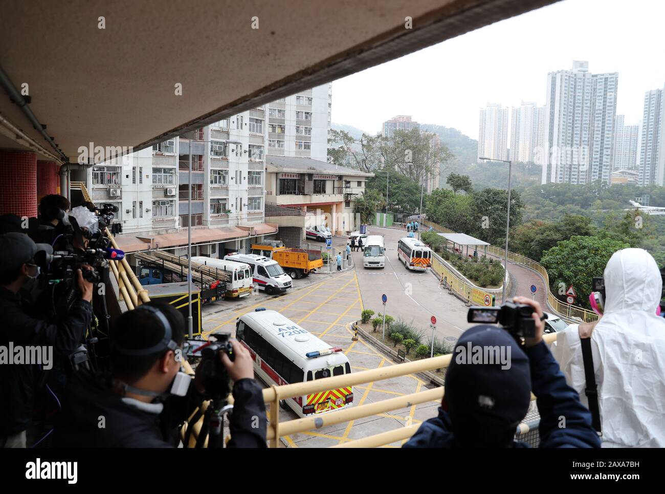 Hong Kong 11th Feb 2020 Media Workers Take Photos Near The Hong Mei House Cheung Hong Estate Of Tsing Yi Area In South China S Hong Kong Feb 11 2020 Dozens Of Households