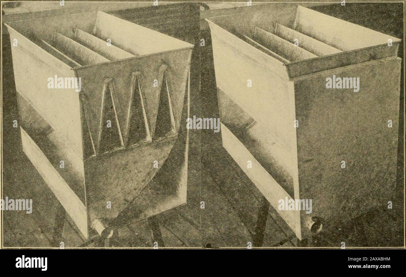 Gleanings in bee culture . H. H. ROOT Since the publication of the article by H.Bartlett-Miller, page 164, Feb. 15, a num-ber of beekeepers have written, asking forfurther particulars regarding the making ofthis capping-melter, because the sectionalview shown was not entirely clear. Believing that this particular form ofmelter has much to recommend it, we builtone to test the coming season. The illus-tration shows two views of the melter. Thefirst one was taken before the end wassoldered on, in order to make plain the construction of the inside part. The steamgenerated in the lower part rises Stock Photo