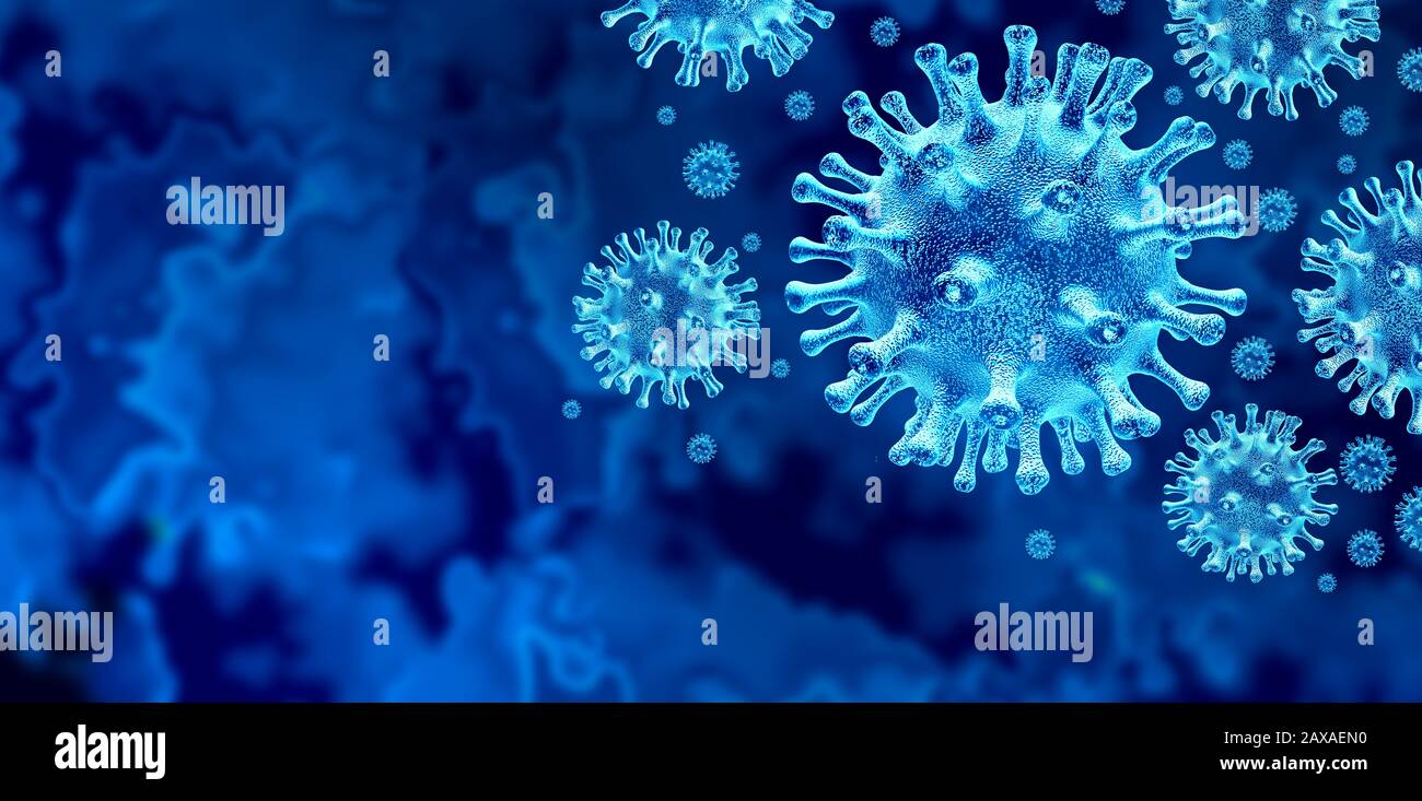 Coronavirus virus outbreak and coronaviruses influenza background as dangerous flu strain cases as a pandemic medical health risk concept. Stock Photo