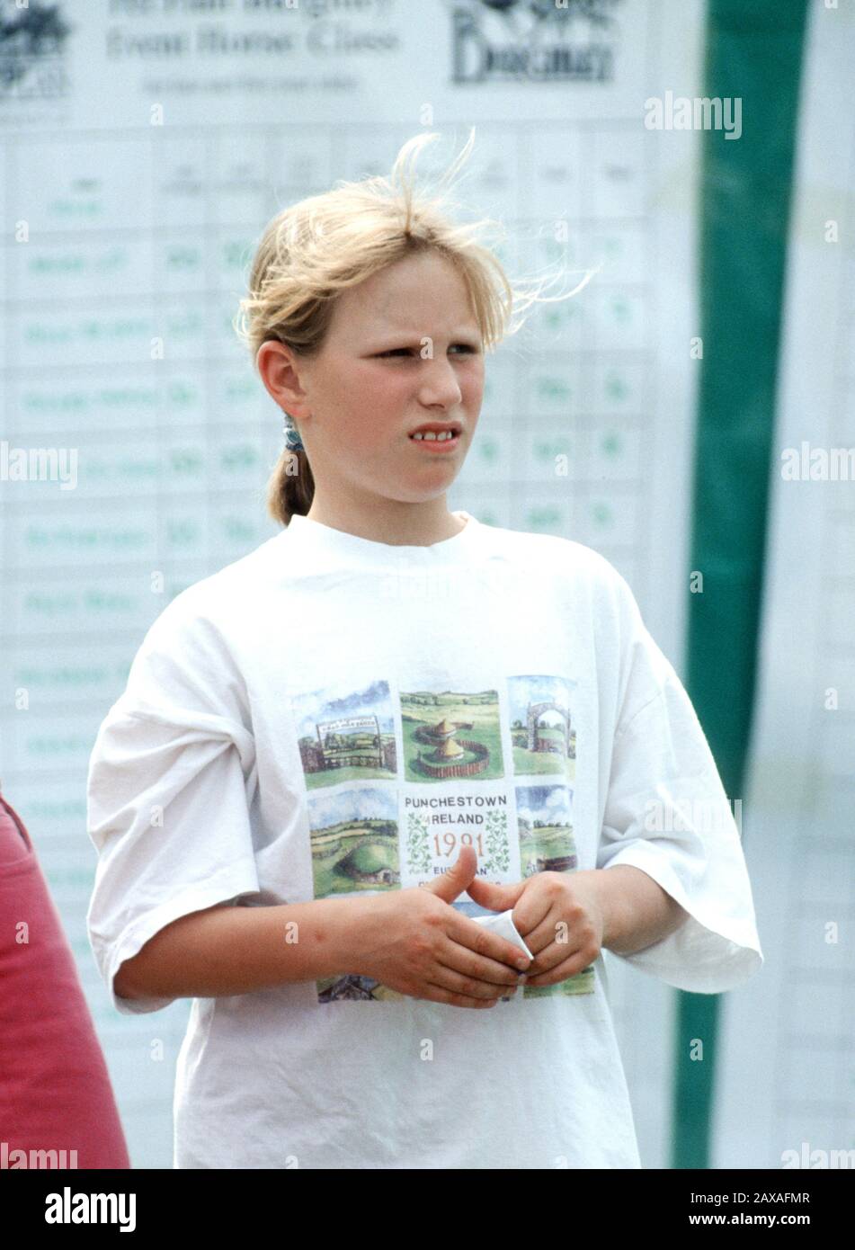 Zara Phillips watches The Windsor Horse Trials, England April 1991 Stock Photo