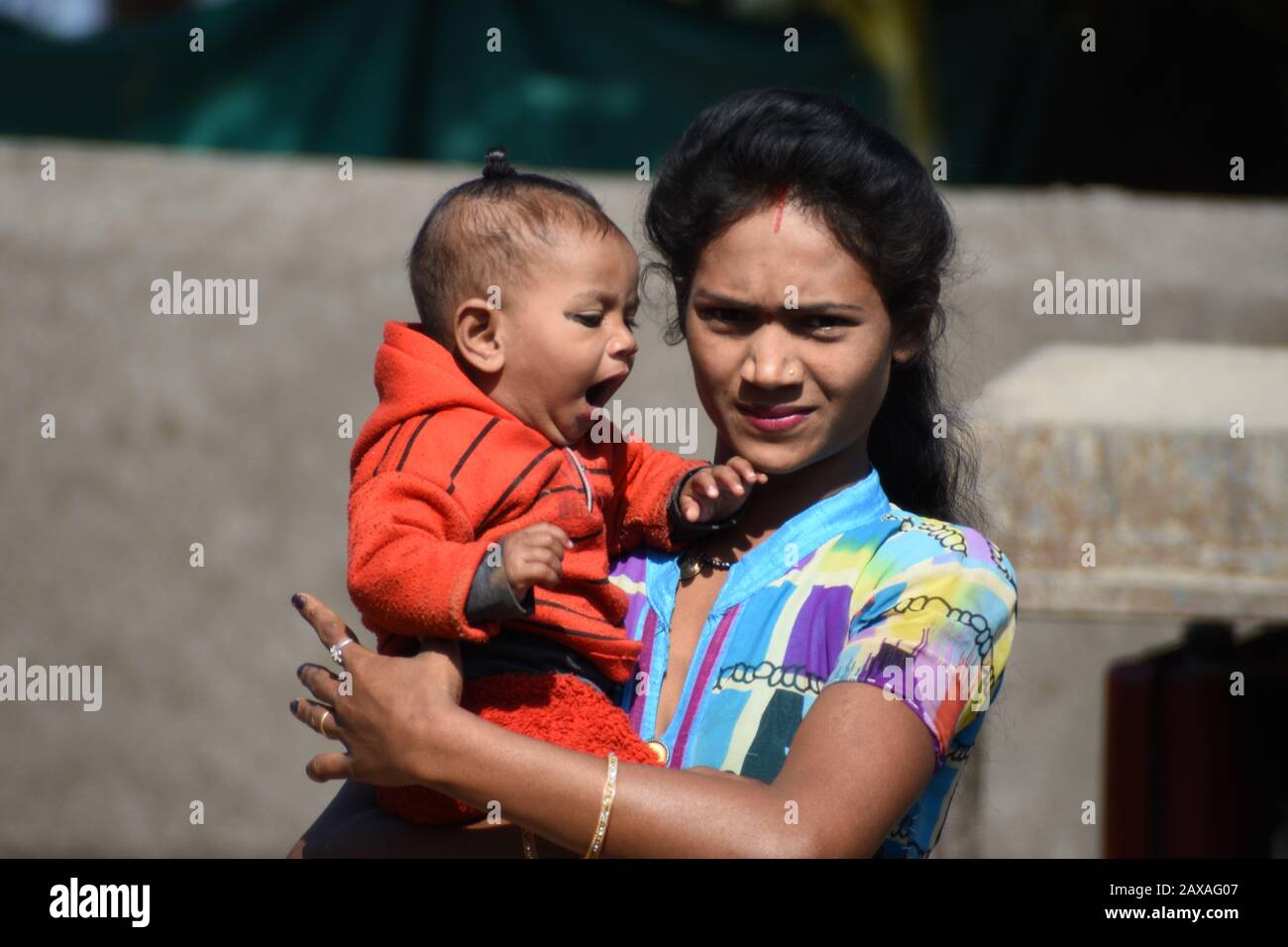 Life In A Village of India.The Villages are free from the hustle and bustle of a city life, villages are peaceful, calm, quite and full of green. life. Stock Photo