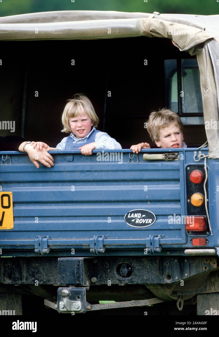 Zara Phillips and Peter Phillips at the Windsor Horse Trials, England April 1985. Stock Photo