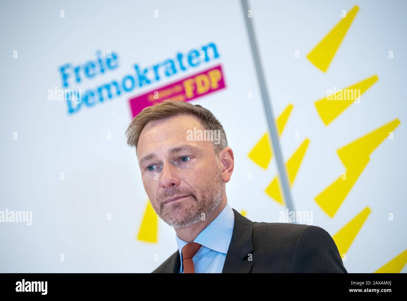 Berlin, Germany. 11th Feb, 2020. Christian Lindner, chairman of the FDP parliamentary group and party chairman, speaks on current issues before the meeting of the FDP parliamentary group in the German Bundestag. Credit: Bernd von Jutrczenka/dpa/Alamy Live News Stock Photo