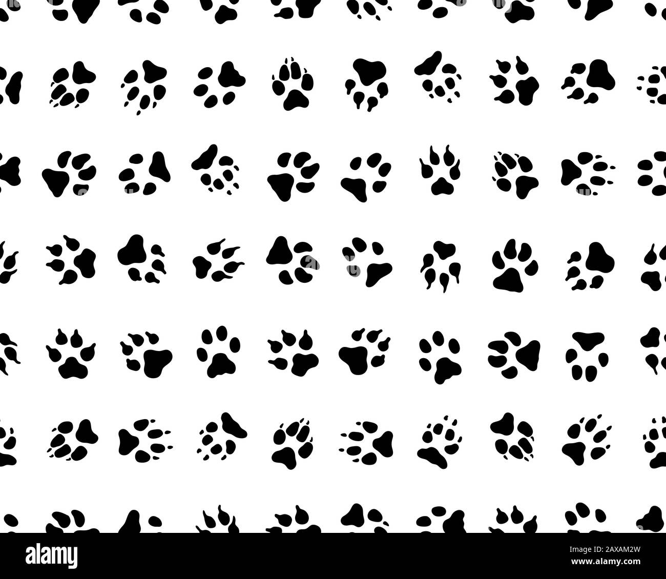 Seamless pattern of print of dogs paws on a white background Stock ...