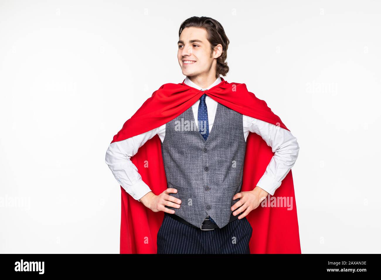 Super hero businessman isolated on white Stock Photo