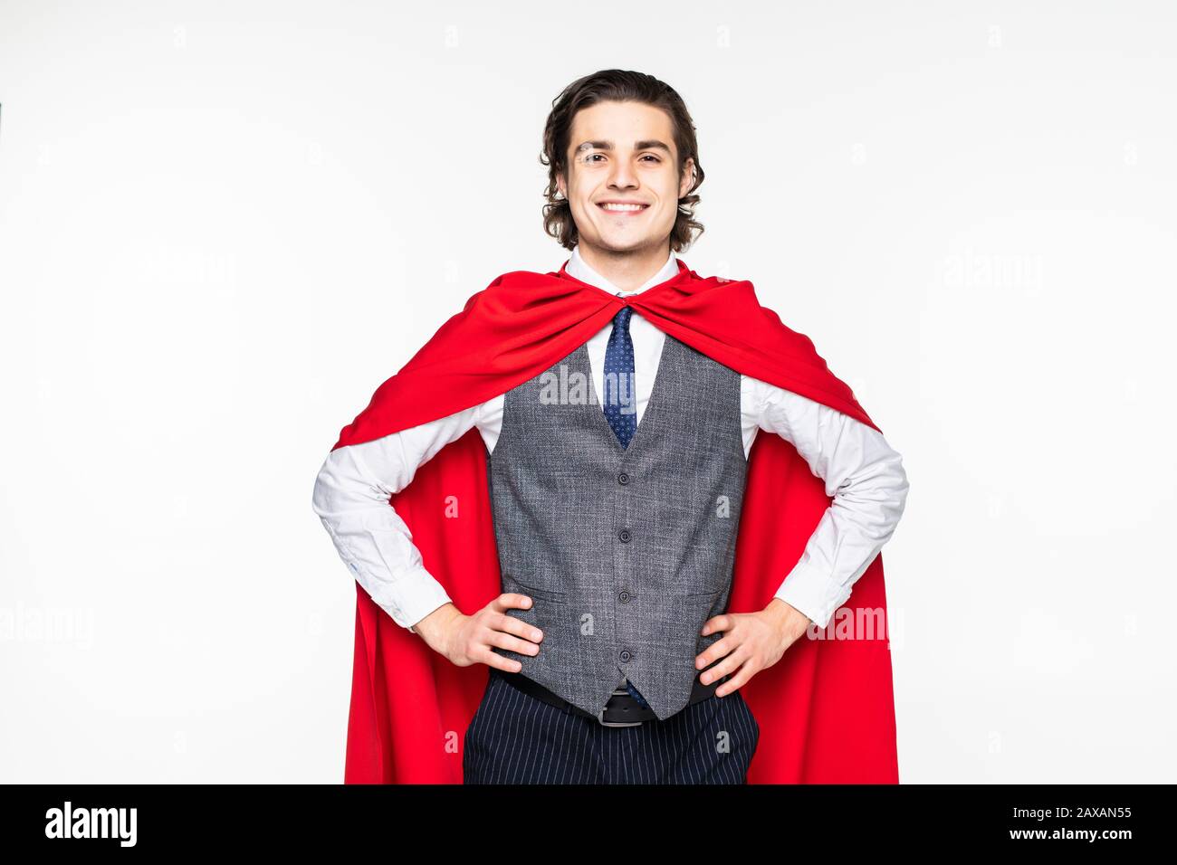 Super hero businessman isolated on white Stock Photo