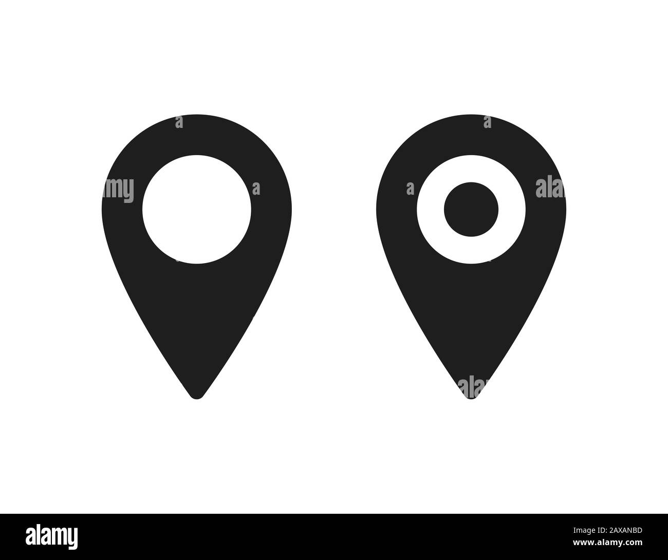 Set of pointer icons or pins for map. Sign of navigation or location isolated on white background. EPS 10 Stock Photo
