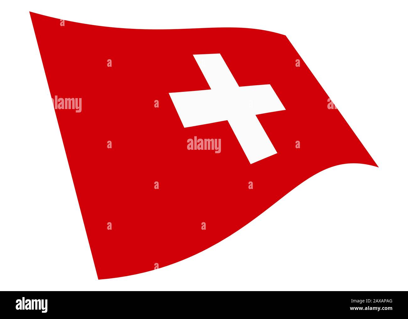 A Switzerland waving flag graphic isolated on white with clipping path Stock Photo