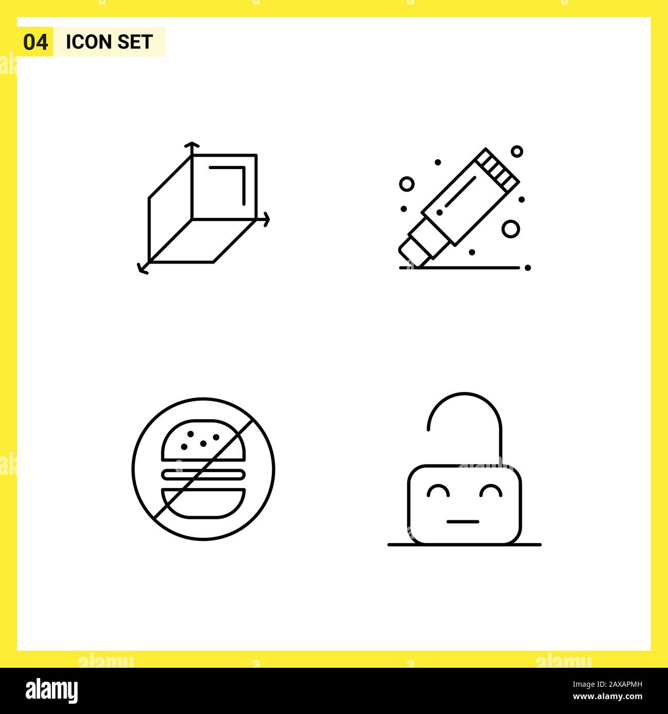 4 Icon Set. Simple Line Symbols. Outline Sign on White Background for ...