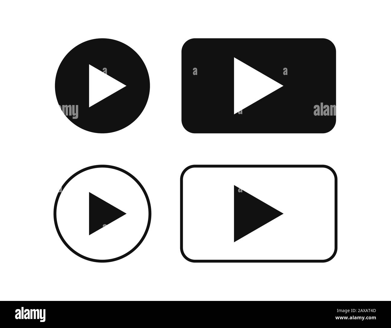 Play icons isolated buttons or video player sign. Web mediasumbol. Multimedia interface. EPS 10 Stock Photo