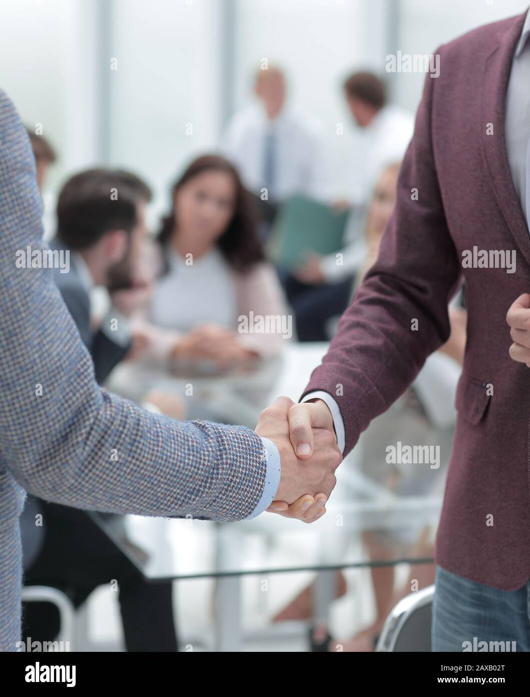 Close Up. Handshake Of Business Men On The Office Background Stock ...