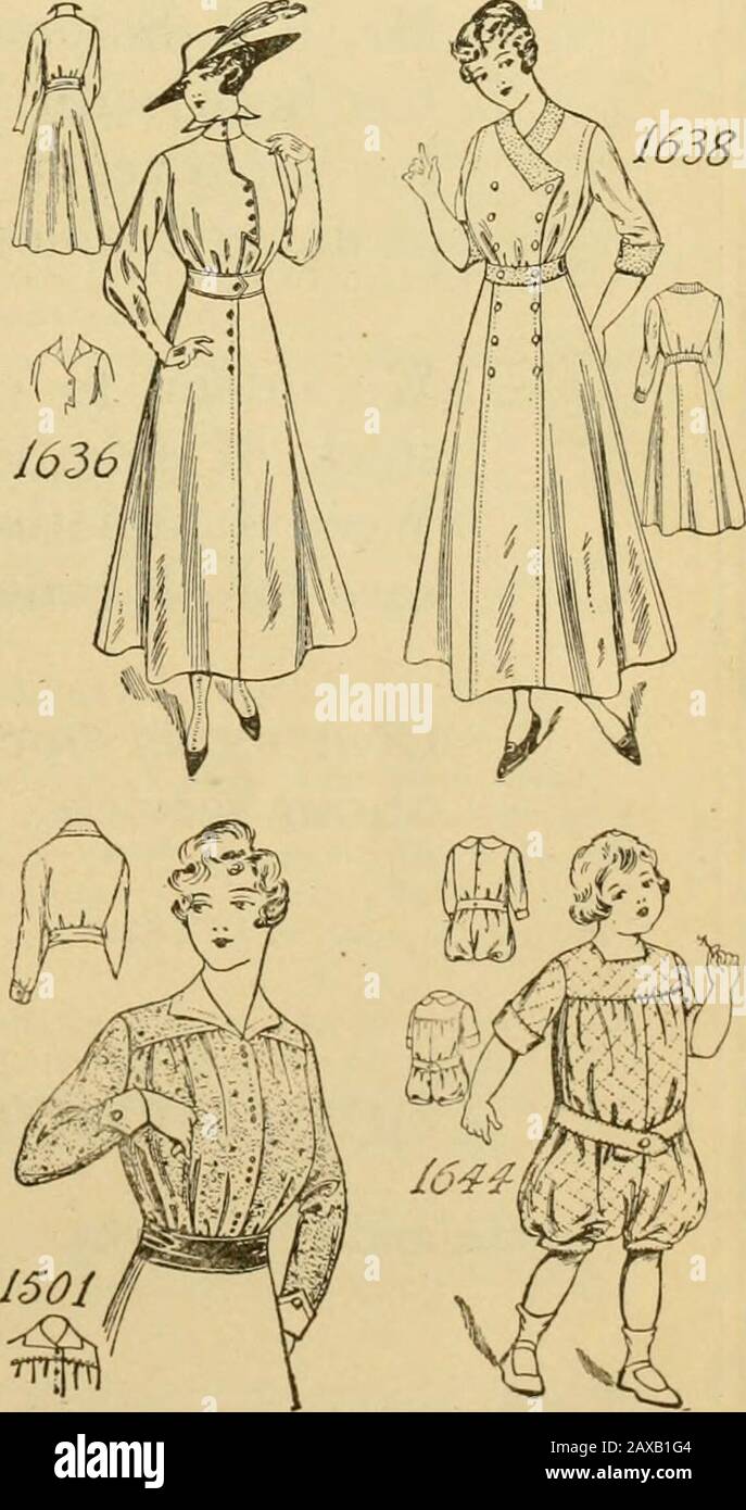 Gleanings in bee culture . 10, 12, and 14 years. It requires 3% yardsof 44-inch material for a 10-year size for the dress with1 V2 yards for the overblouse. Price 10 cents. 1652.—Girls Dress. Cut in 4 sizes: 4, 6, 8, and10 years. It requires 2% yards of 44-inch material fora C-year size. Price, 10 cents. 1636.—Ladies Dress. Cut in 6 sizes: 34, 36, 38,4 0, 42, and 44 inches bust measure. It requires 6 yardsof 44-inch material for a 36-inch size. The skirt measuresal out 3^4 yards at the foot. Price 10 cents. 1638.—Ladies House Dress. Cut in 7 sizes: 32,:!4, 36, 38, 40, 42, and 44 inches bust me Stock Photo