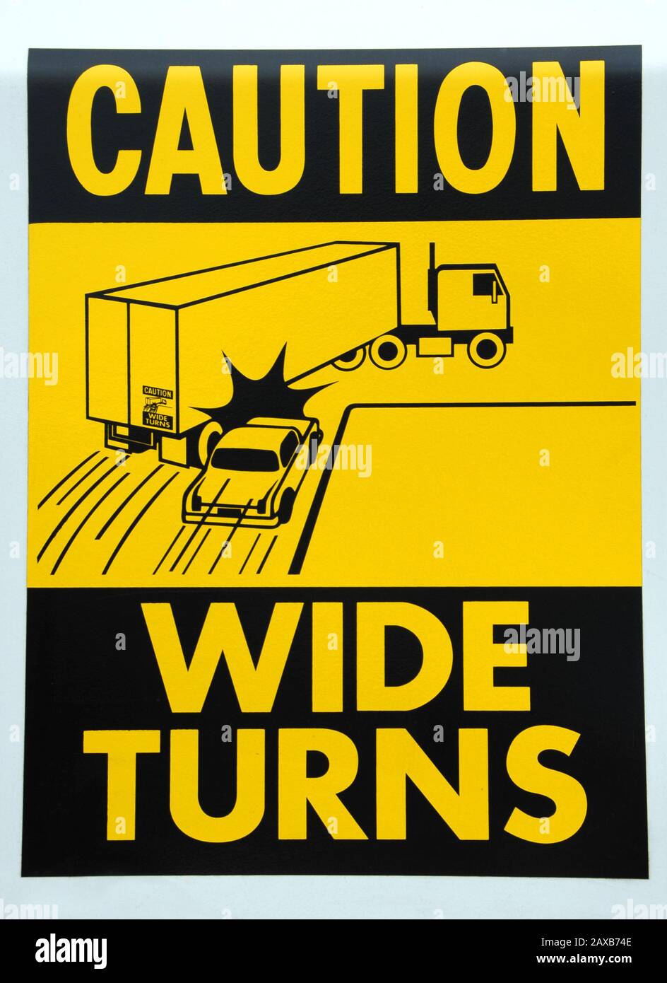 SAFETY CAUTION WIDE TURNS DECAL STICKER 18 WHEELER SEMI TRUCKER