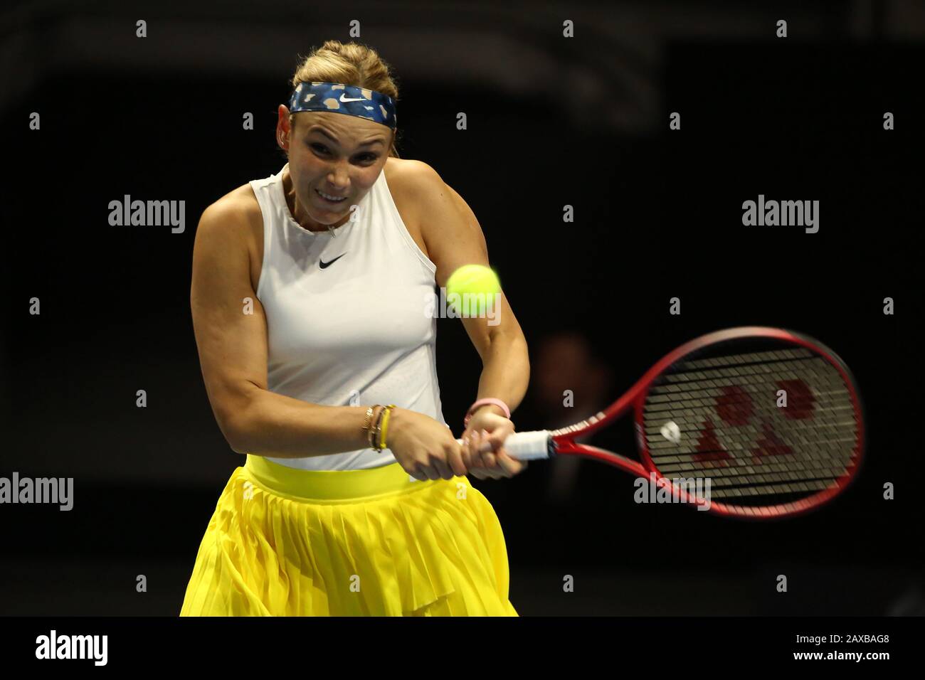 Russian Federation. St. Petersburg. Tennis. Women's singles first round  match at the St. Petersburg Ladies Trophy 2020 tournament. Donna Vekic -  Christy Erim Ann. On the picture: Donna Vekic Stock Photo - Alamy